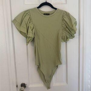 Mint green puff sleeve Zara bodysuit size L